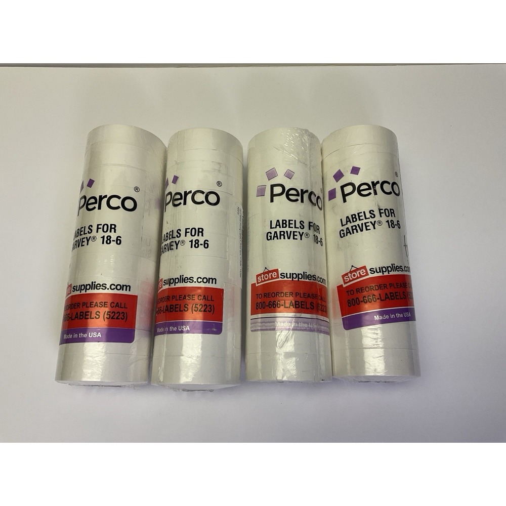 NIP Lot of 4 Sleeves Perco White Labels For Garvey 18-6 Price Guns (56,000)
